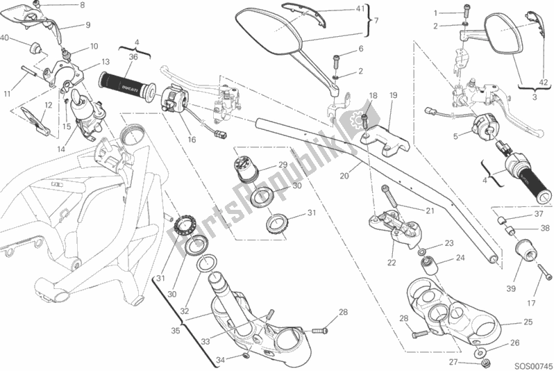 All parts for the Handlebar And Controls of the Ducati Monster 1200 USA 2016